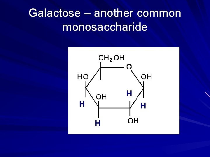 Galactose – another common monosaccharide H H 