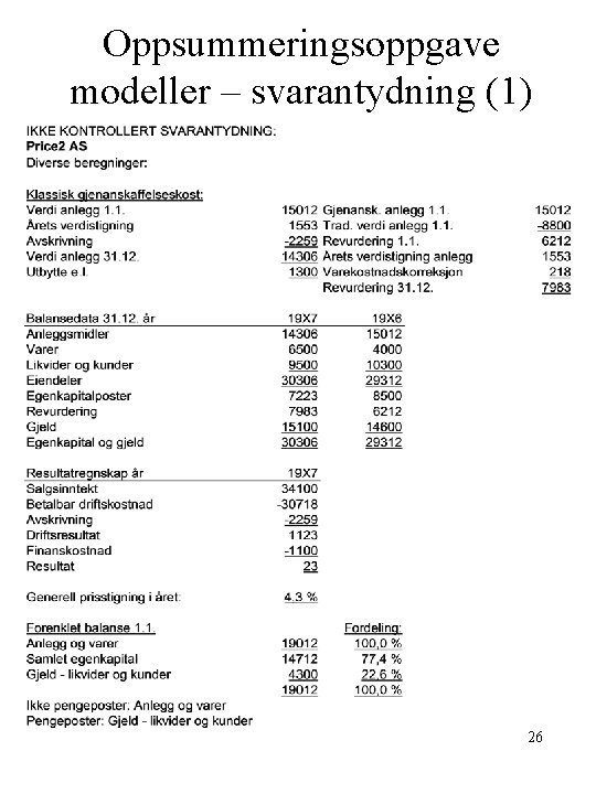 Oppsummeringsoppgave modeller – svarantydning (1) 26 