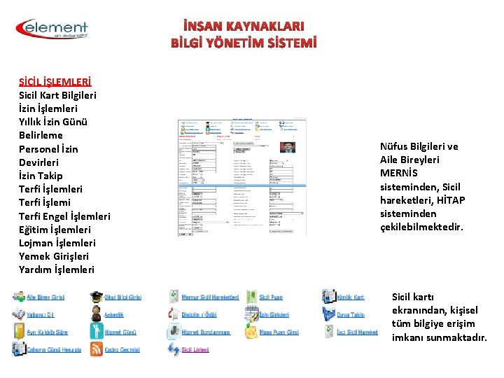 İNSAN KAYNAKLARI BİLGİ YÖNETİM SİSTEMİ SİCİL İŞLEMLERİ Sicil Kart Bilgileri İzin İşlemleri Yıllık İzin