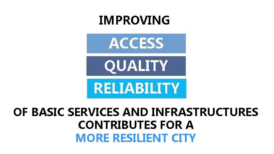 IMPROVING ACCESS QUALITY RELIABILITY OF BASIC SERVICES AND INFRASTRUCTURES CONTRIBUTES FOR A MORE RESILIENT