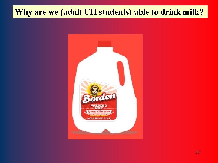 Why are we (adult UH students) able to drink milk? 38 