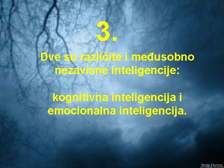 3. Dve su različite i međusobno nezavisne inteligencije: kognitivna inteligencija i emocionalna inteligencija. 