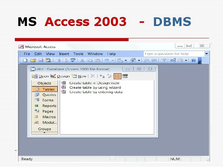 MS Access 2003 - DBMS 