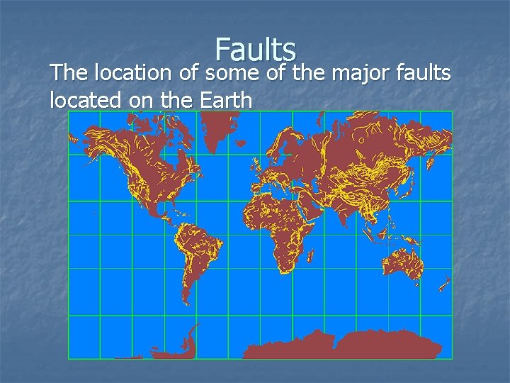 Faults The location of some of the major faults located on the Earth 
