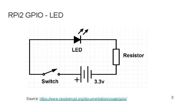 RPi 2 GPIO - LED Source: https: //www. raspberrypi. org/documentation/usage/gpio/ 3 