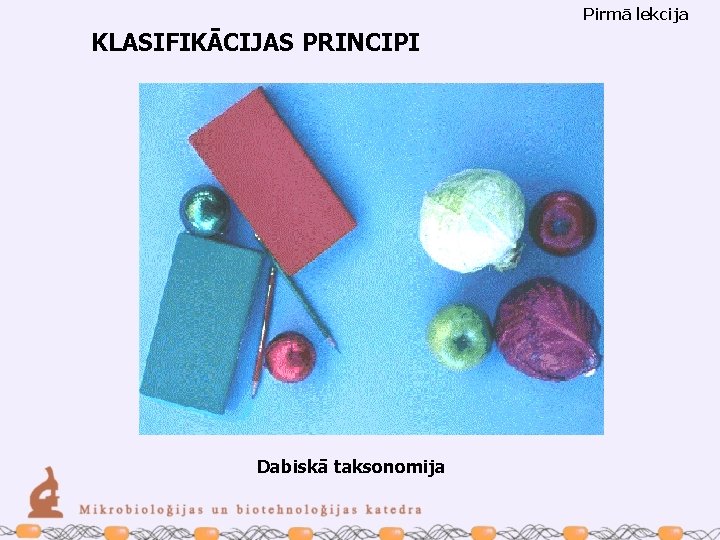 Pirmā lekcija KLASIFIKĀCIJAS PRINCIPI Dabiskā taksonomija 