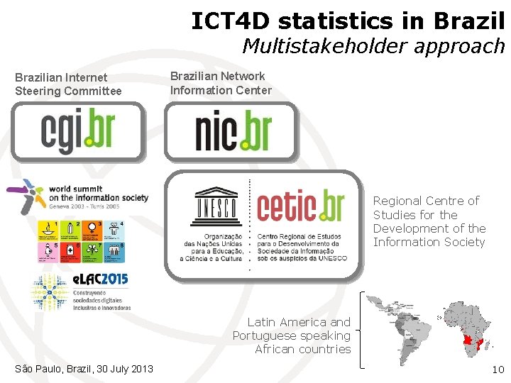 ICT 4 D statistics in Brazil Multistakeholder approach Brazilian Internet Steering Committee Brazilian Network