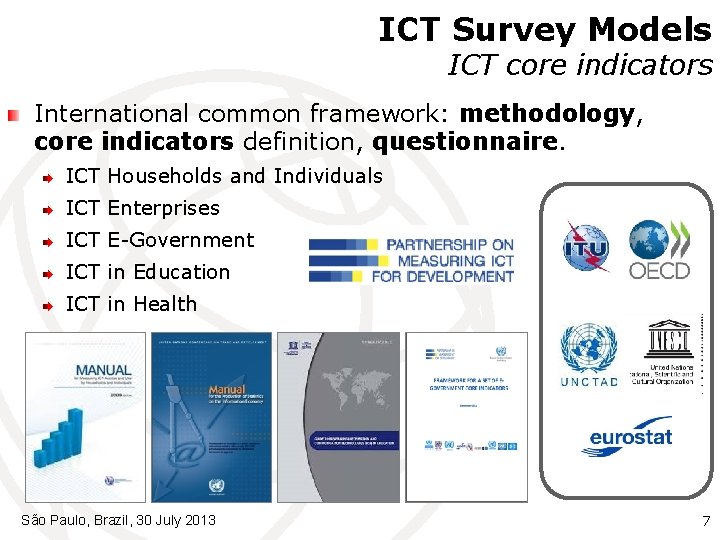 ICT Survey Models ICT core indicators International common framework: methodology, core indicators definition, questionnaire.