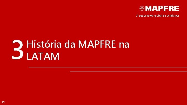 A seguradora global de confiança 3 13 História da MAPFRE na LATAM 