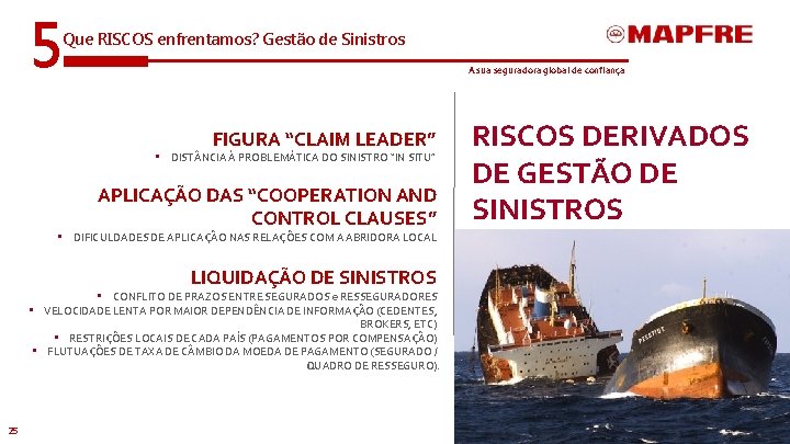 5 Que RISCOS enfrentamos? Gestão de Sinistros A sua seguradora global de confiança FIGURA