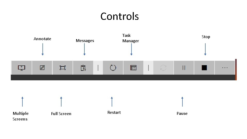 Controls Annotate Multiple Screens Full Screen Task Manager Messages Restart Stop Pause 