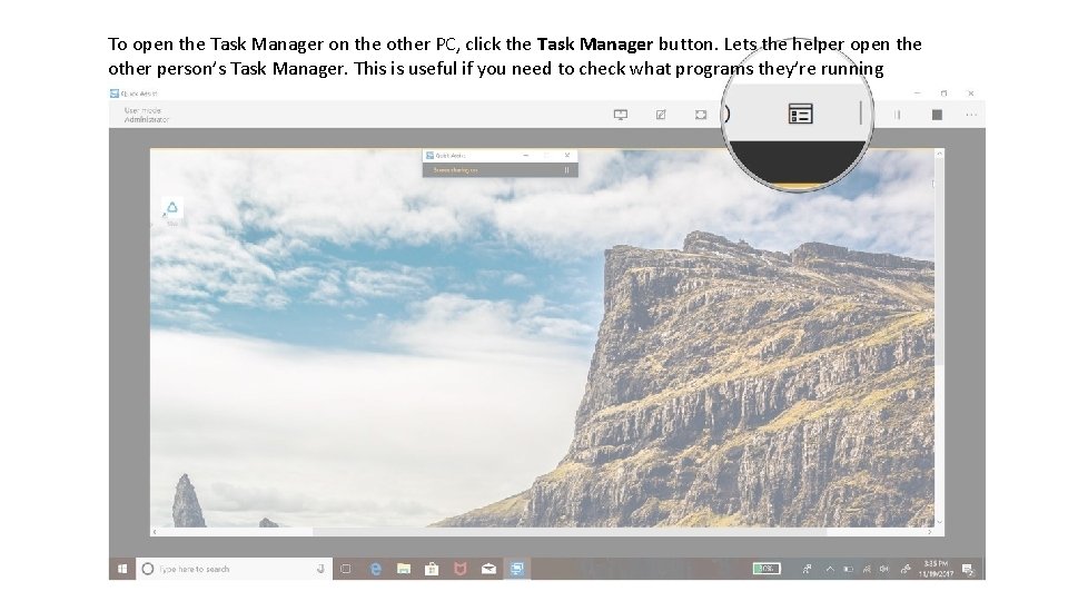 To open the Task Manager on the other PC, click the Task Manager button.