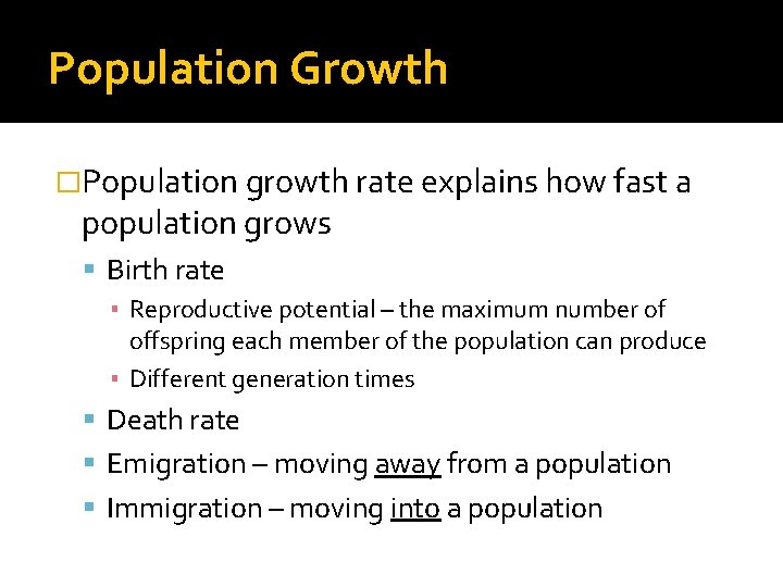 Unit 4 The Biosphere Population Dynamics Species Occur