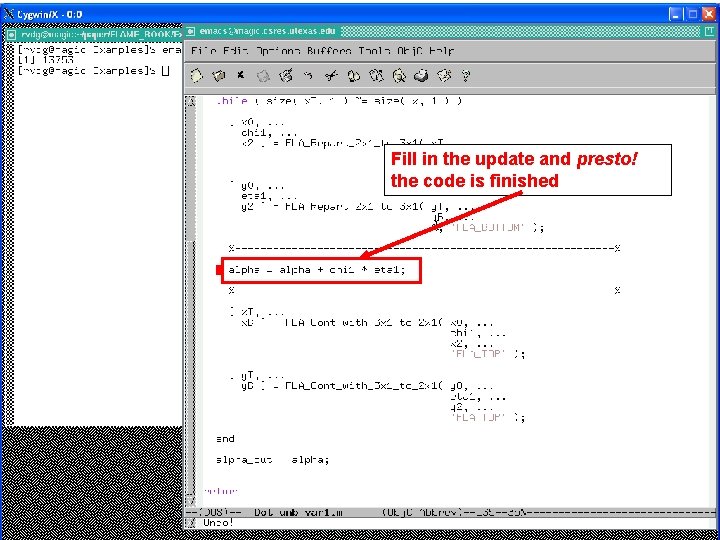 Fill in the update and presto! the code is finished 
