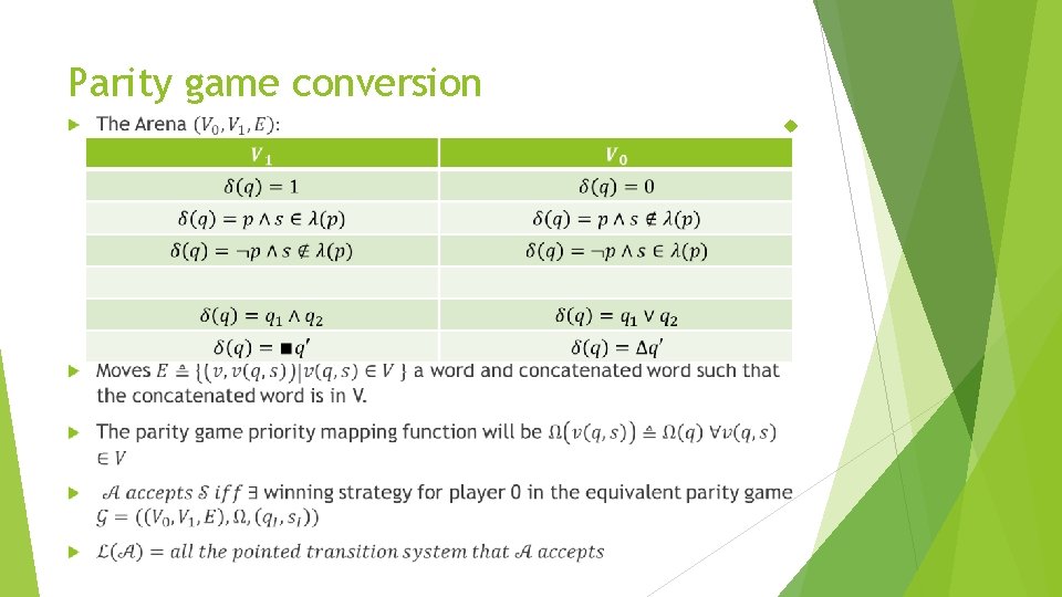 Parity game conversion 