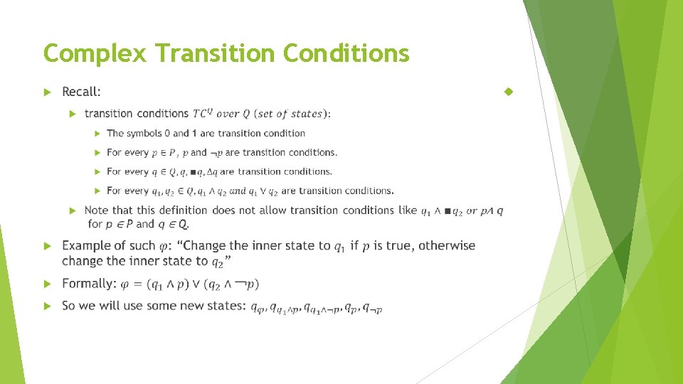 Complex Transition Conditions 
