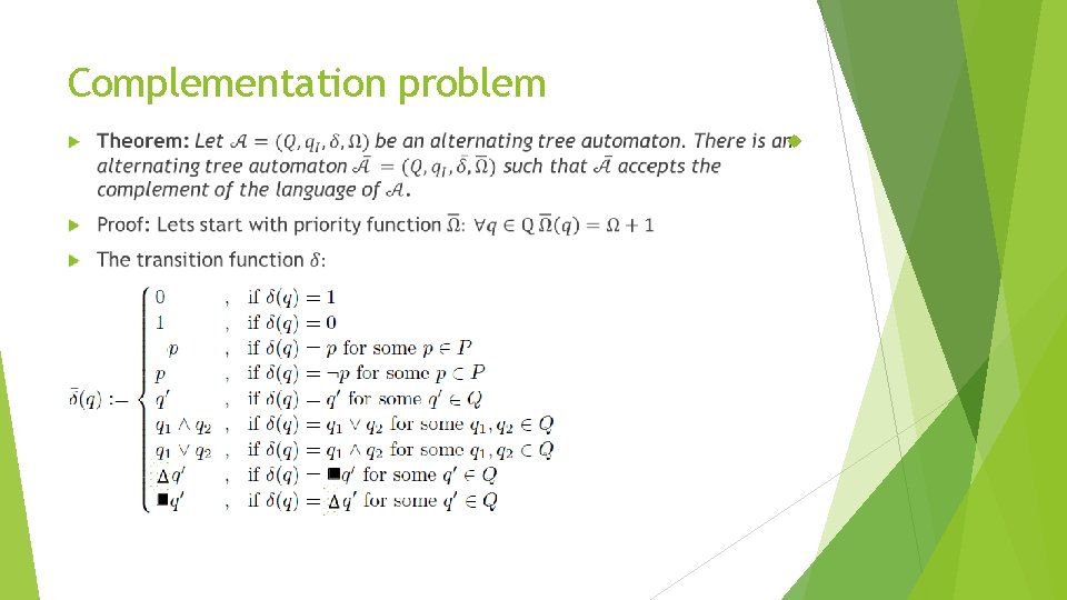 Complementation problem 