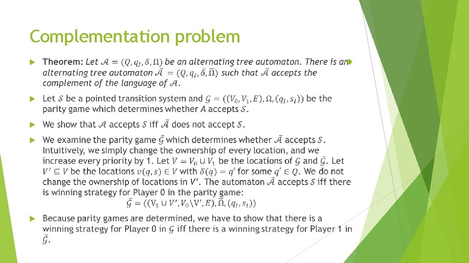 Complementation problem 