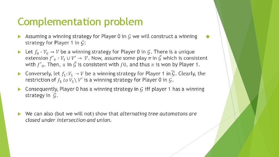 Complementation problem 