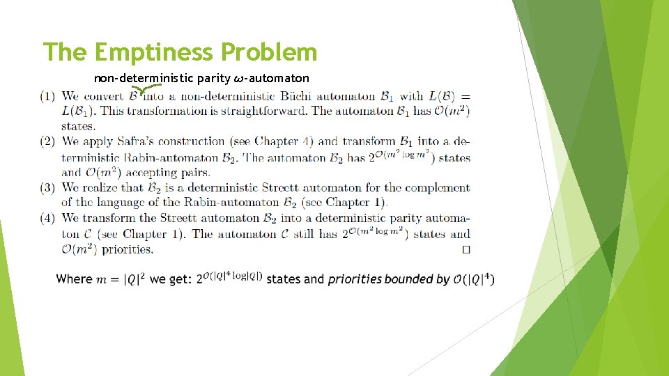 The Emptiness Problem non-deterministic parity ω-automaton 