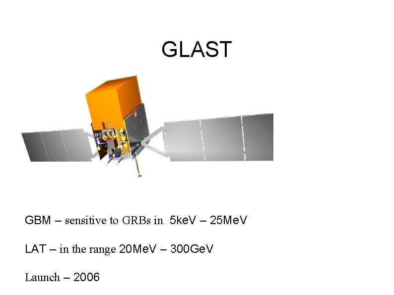 GLAST GBM – sensitive to GRBs in 5 ke. V – 25 Me. V