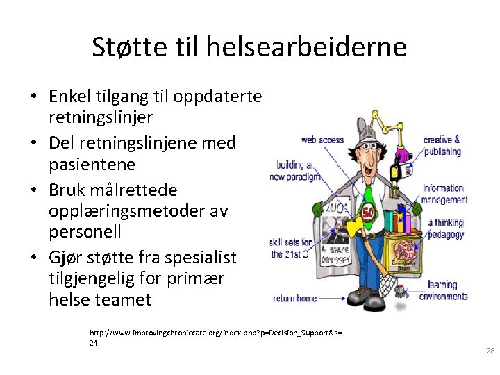 Støtte til helsearbeiderne • Enkel tilgang til oppdaterte retningslinjer • Del retningslinjene med pasientene