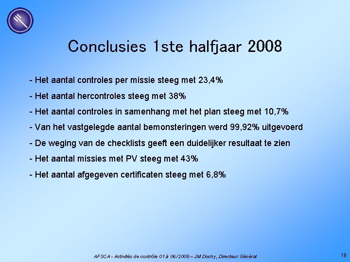 Conclusies 1 ste halfjaar 2008 - Het aantal controles per missie steeg met 23,