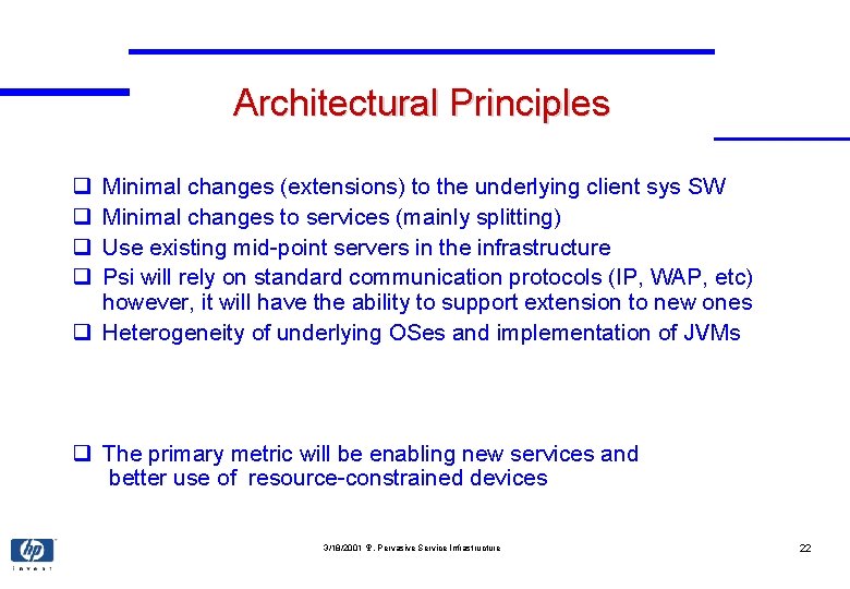 Architectural Principles q q Minimal changes (extensions) to the underlying client sys SW Minimal