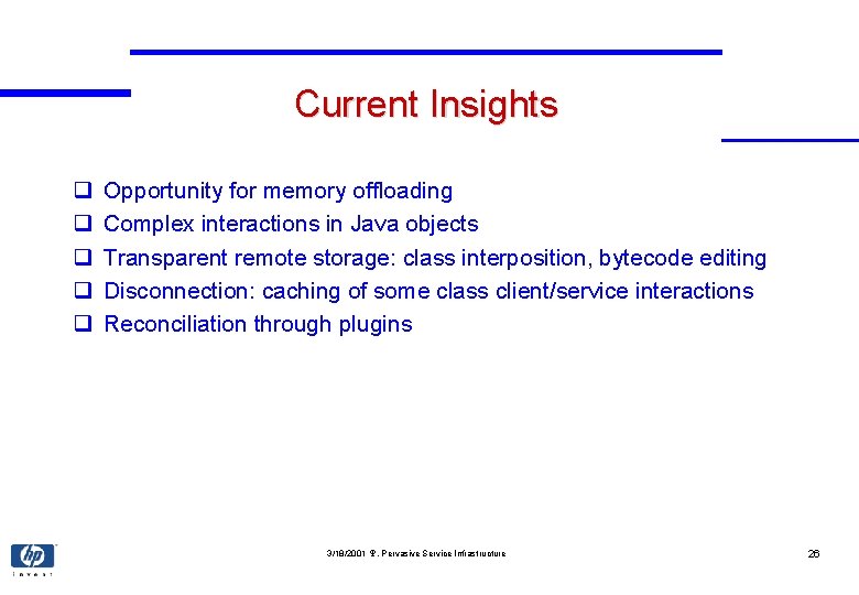 Current Insights q q q Opportunity for memory offloading Complex interactions in Java objects