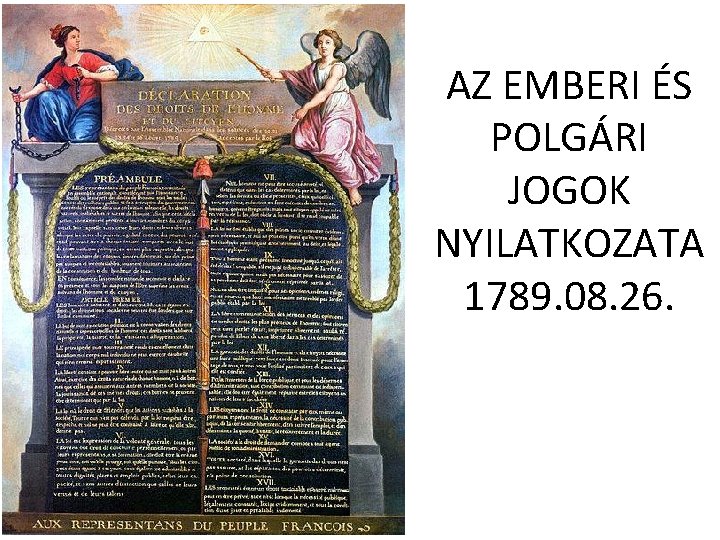 AZ EMBERI ÉS POLGÁRI JOGOK NYILATKOZATA 1789. 08. 26. 