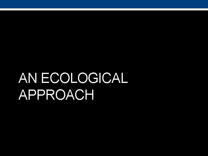 AN ECOLOGICAL APPROACH 