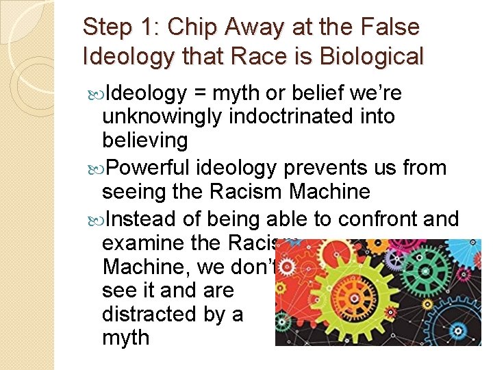 Step 1: Chip Away at the False Ideology that Race is Biological Ideology =