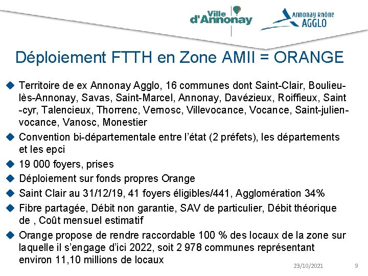 Déploiement FTTH en Zone AMII = ORANGE u Territoire de ex Annonay Agglo, 16