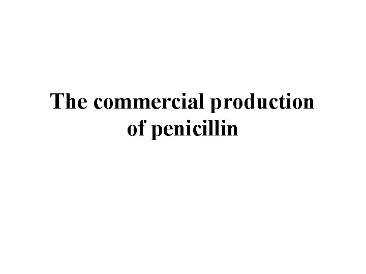 The commercial production of penicillin 