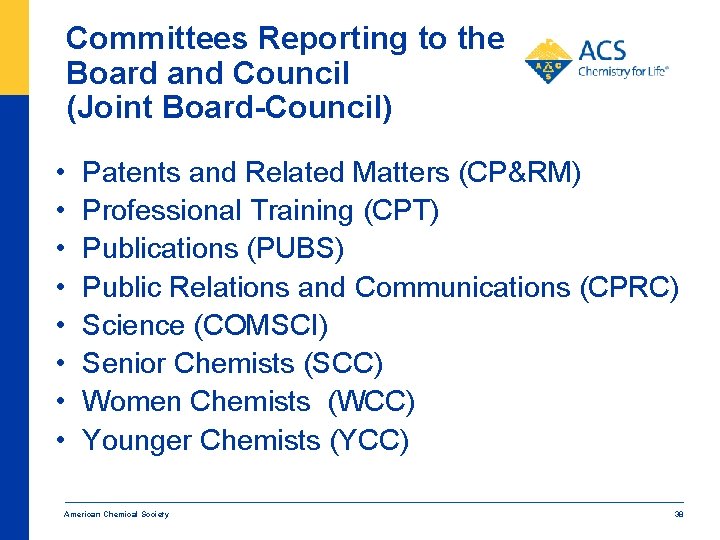 Committees Reporting to the Board and Council (Joint Board-Council) • • Patents and Related