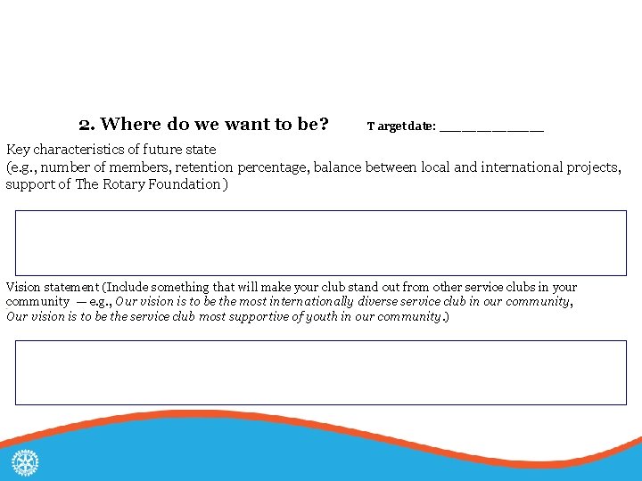 2. Where do we want to be? T arget date: _______ Key characteristics of