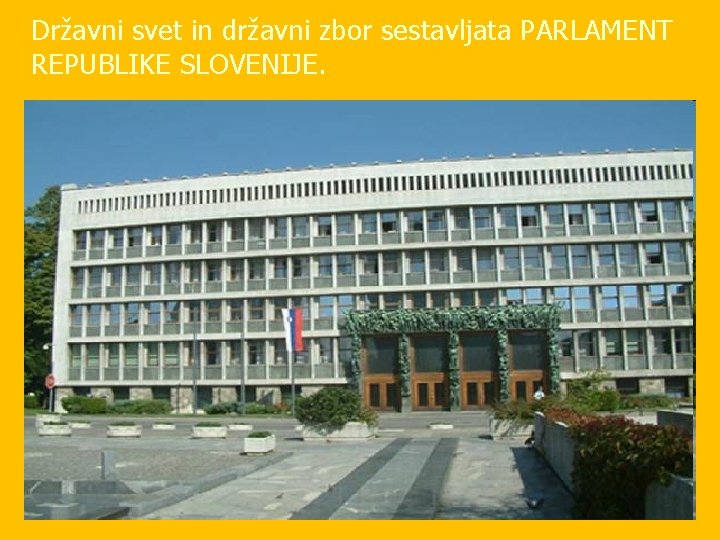 Državni svet in državni zbor sestavljata PARLAMENT REPUBLIKE SLOVENIJE. 