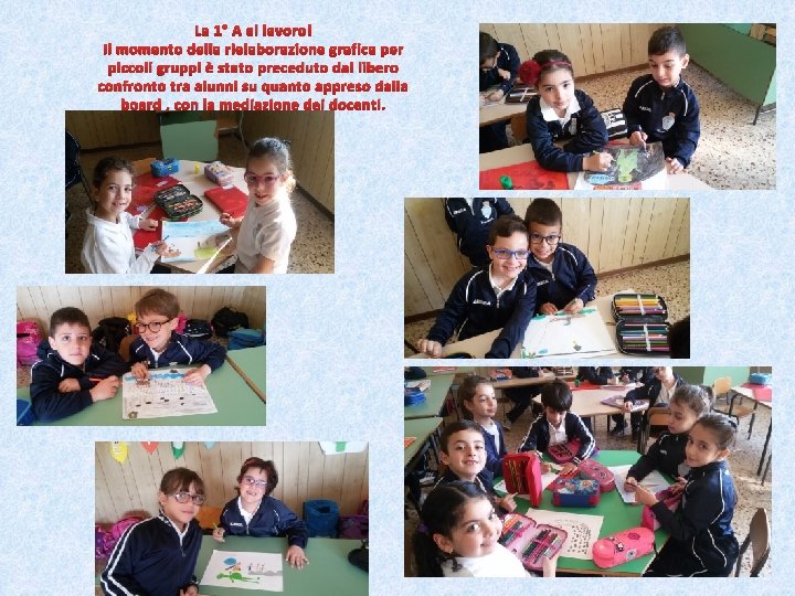 La 1° A al lavoro! Il momento della rielaborazione grafica per piccoli gruppi è