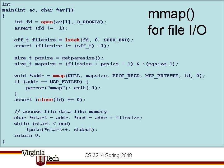 int main(int ac, char *av[]) { int fd = open(av[1], O_RDONLY); assert (fd !=