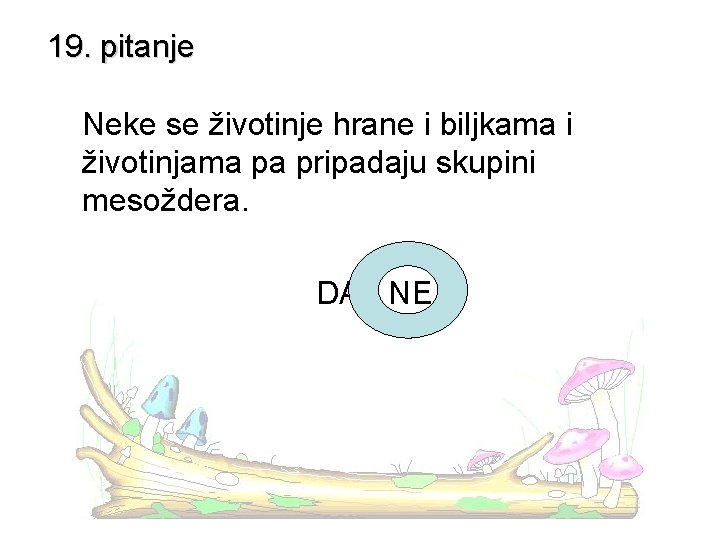 19. pitanje Neke se životinje hrane i biljkama i životinjama pa pripadaju skupini mesoždera.