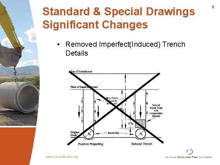 Standard & Special Drawings Significant Changes • Removed Imperfect(Induced) Trench Details www. concrete-pipe. org