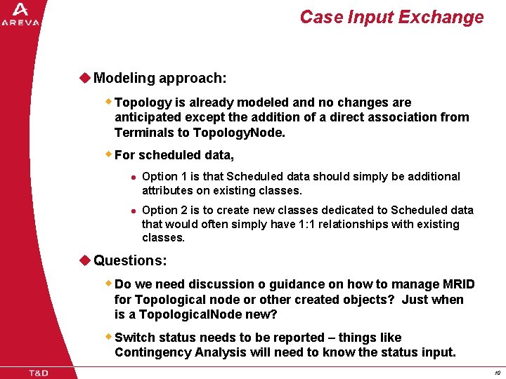 Case Input Exchange u Modeling approach: w Topology is already modeled and no changes