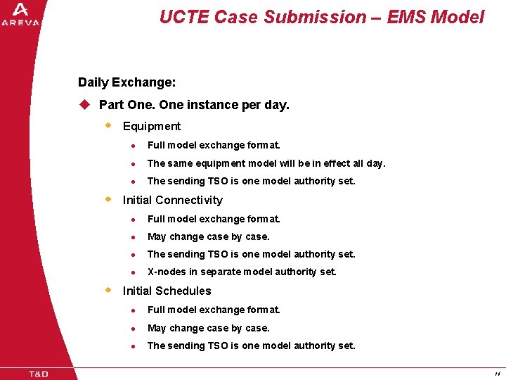 UCTE Case Submission – EMS Model Daily Exchange: u Part One instance per day.