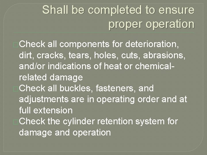 SCBA Daily Checkout Points Scott AirPak X 3