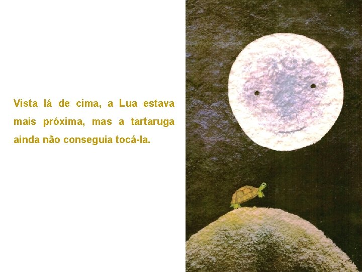 Vista lá de cima, a Lua estava mais próxima, mas a tartaruga ainda não