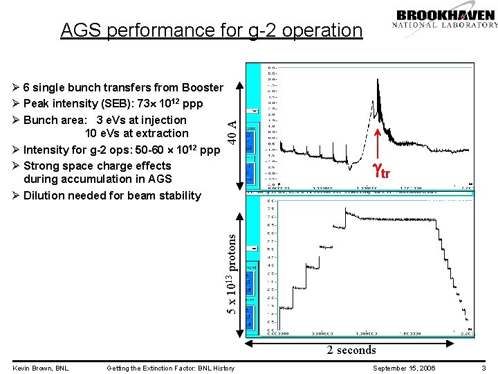 AGS performance for g-2 operation gtr Intensity 5 x 1013 protons Ø 6 single