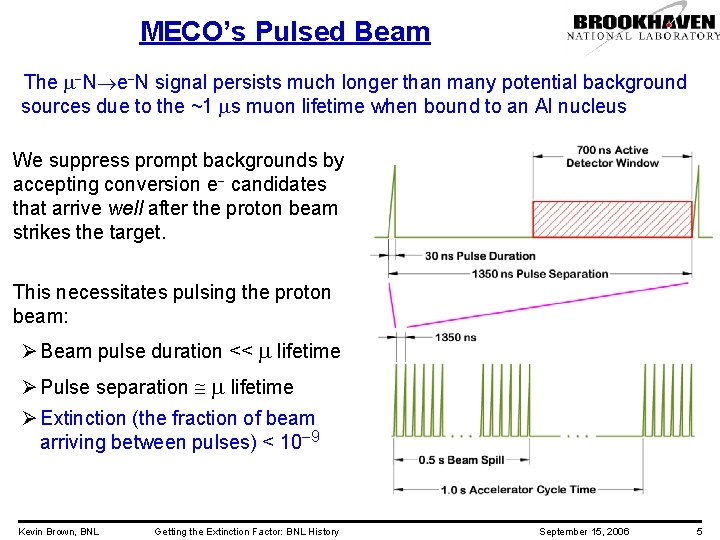 MECO’s Pulsed Beam The m N e N signal persists much longer than many
