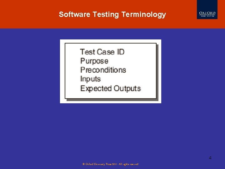Software Testing Terminology 4 © Oxford University Press 2011. All rights reserved. 