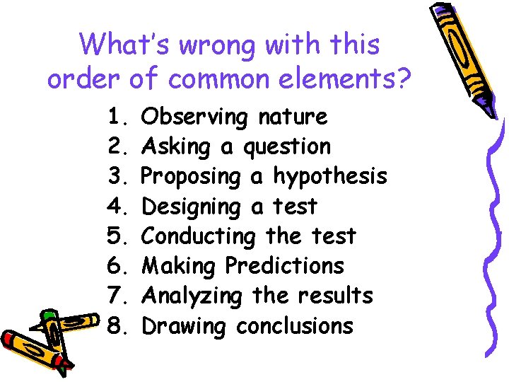 What’s wrong with this order of common elements? 1. 2. 3. 4. 5. 6.