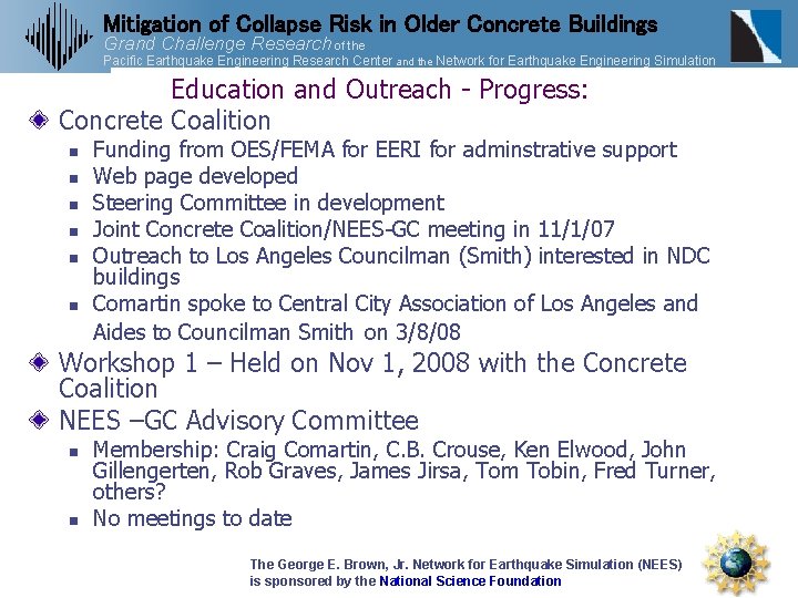 Mitigation of Collapse Risk in Older Concrete Buildings Grand Challenge Research of the Pacific